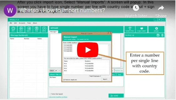import number Whatso software